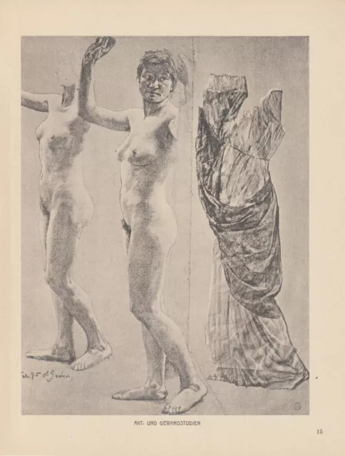 Aktstudie Weiblicher Akt  Original Lichtdruck von 1912 Otto Greiner