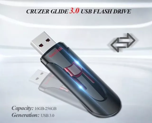 Clé USB SanDisk CZ600 Cruzer Glide 16GB, 32GB, 64GB, 128GB, 256GB USB 3.0