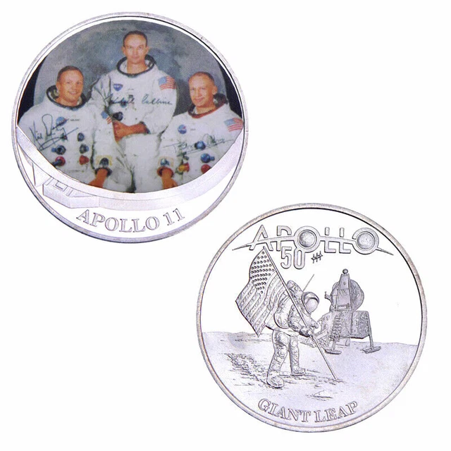 ★★ Magnifique Medaille Plaquee Argent ● Apollo , Astronautes, Lune, Spatial ★★★