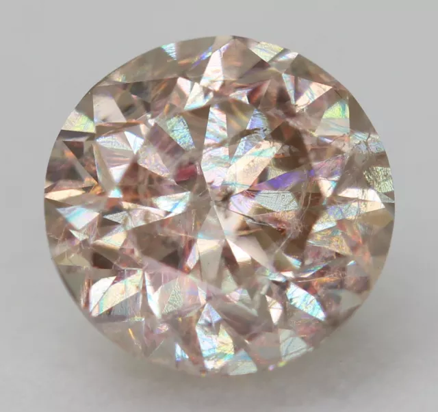 Cert 0.72 Carat Light Brown SI1 Round Brilliant Natural Enhanced Diamond 5.59mm