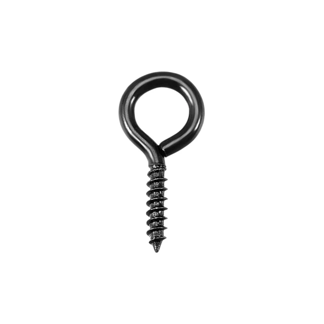 0.6" Screw Eye Hooks Self Tapping Screws Screw-in Hanger  Hooks Black 60pcs