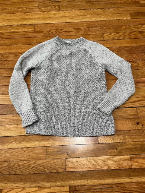 LL Bean Signature Sweater Womens Size Small Gray Wool Cashmere Chunky Silk Knit
