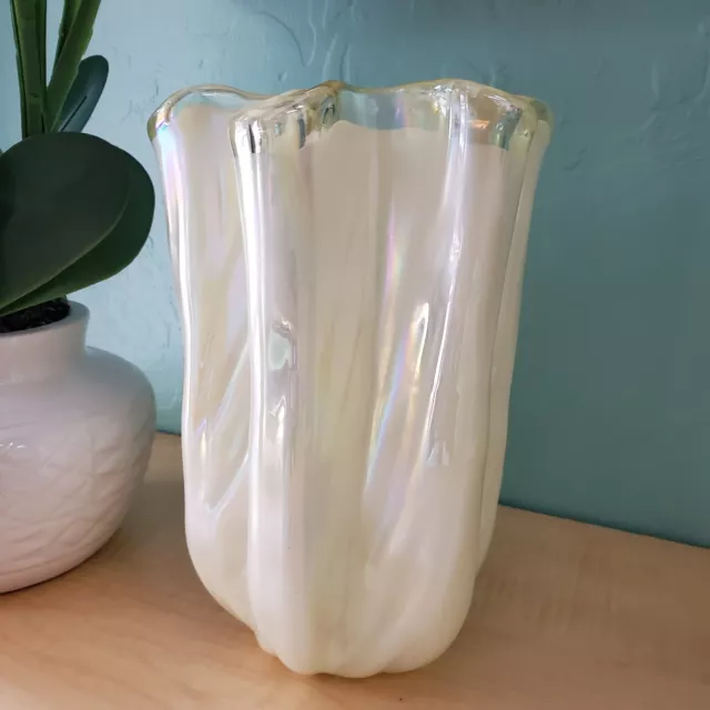 Vintage Stunning Kurata Ribbon Style Vase Crafted Glass  Japanese 1960s Art Deco