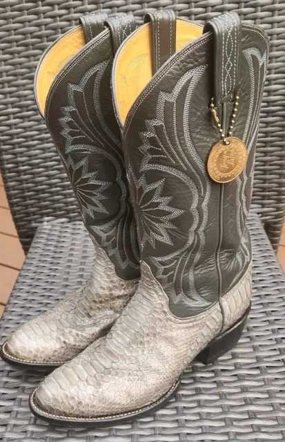 TONY LAMA COWBOY Boots Sz 8.5D Western Snakeskin Python USA 8702 Gold ...