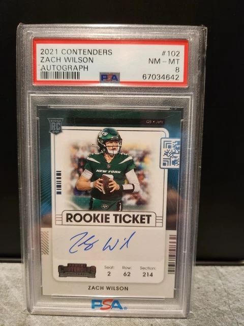 2021 Panini Contenders Rookie Ticket Zach Wilson RC AUTO New York Jets Psa 8/10