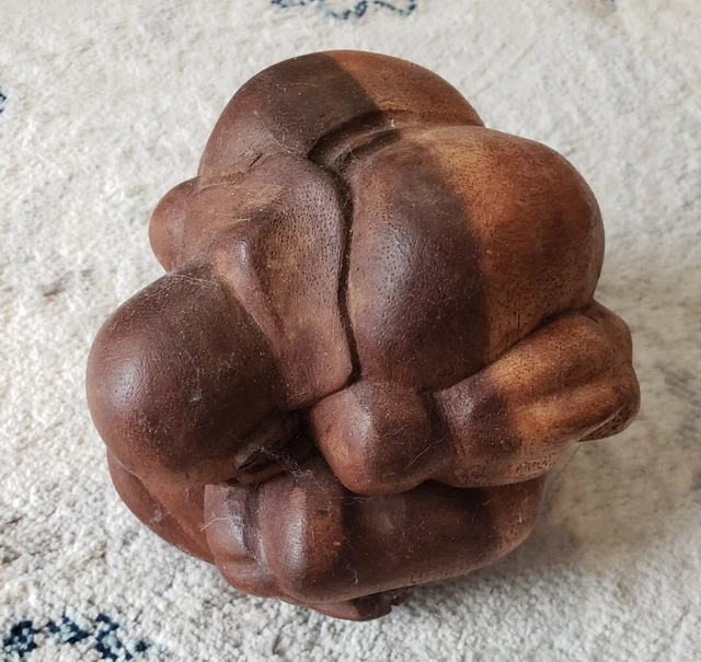 LARGE 8" Hand-Carved Wood Weeping Buddha-Monk-Yogi Crying Man Figure