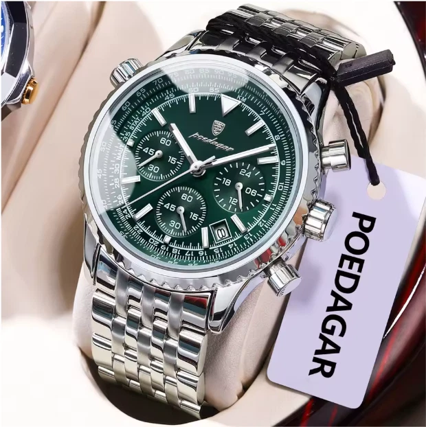 2024 Orologio In Quarzo Cinturino In Pelle Maschile Di Lusso Con Calendario Custodia In Acciaio Inossidabile, Fascia Blu, 50 M Impermeabile Da 38,64 € | DHgate
