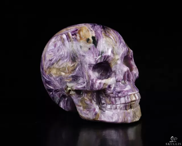 Gemstone 2.0" Russian Charoite Hand Carved Crystal Skull, Realistic, Healing