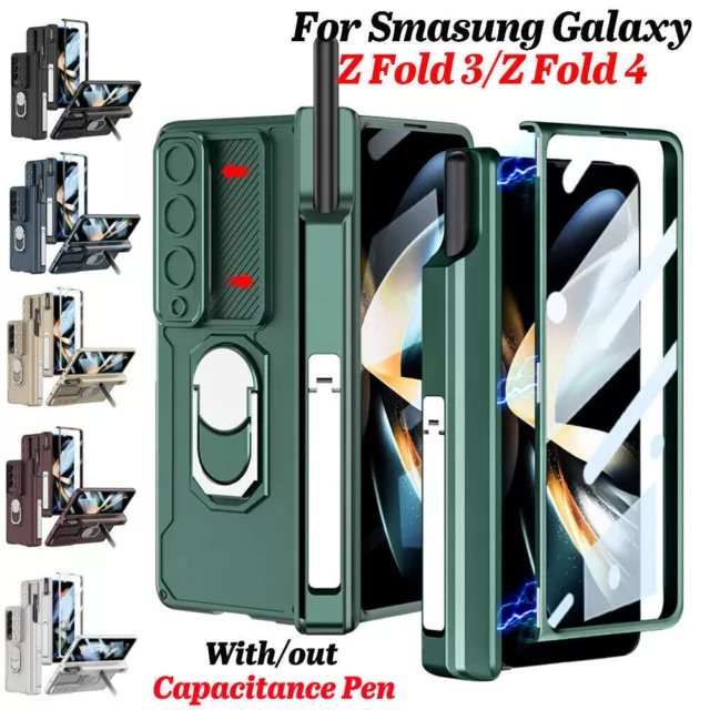 Fr Samsung Galaxy Z Fold5/4/3 Armor Stand Magnetic Hinge Slide Camera Case+S Pen