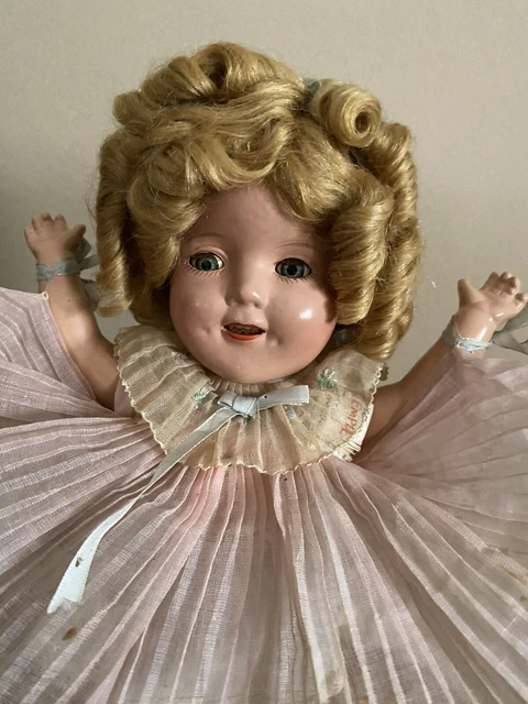 13" IDEAL COMP. 1930's  SHIRLEY TEMPLE IN TAGGED ORIGINAL CLOTHES, SHOES