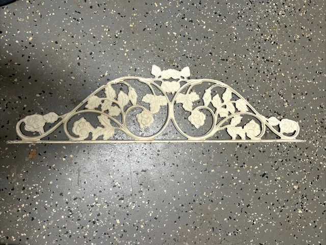 Vintage Antique Architectural  Wrought Iron Ornate Floral Scroll 9” X 32”