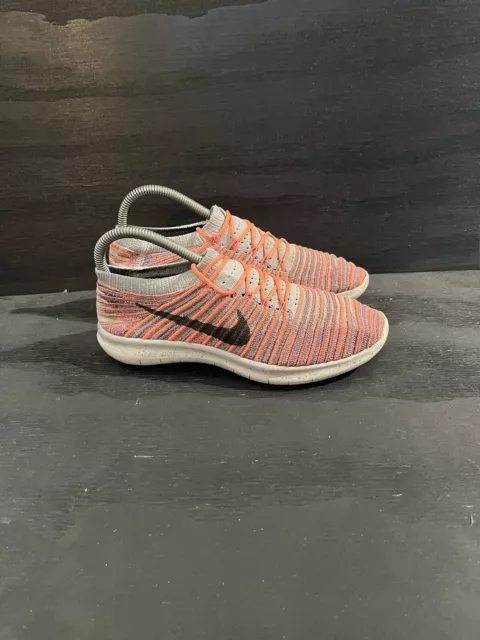 Nike Free RN Flyknit Womens Size 7 Running Shoes Orange Blue