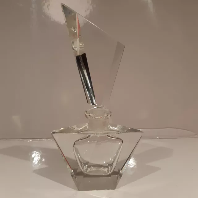 Pretty Cut Clear Glass Crystal Vintage Art Deco Perfume Bottle tiny flea bite