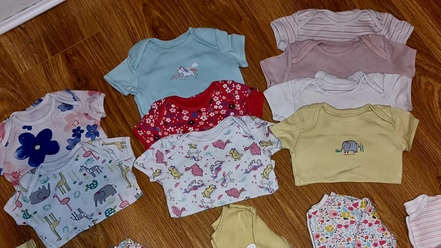 #43 Huge Bundle Of Baby Girls Sleepsuits Vests Bodysuits Pjs Age 6-9 Months 8