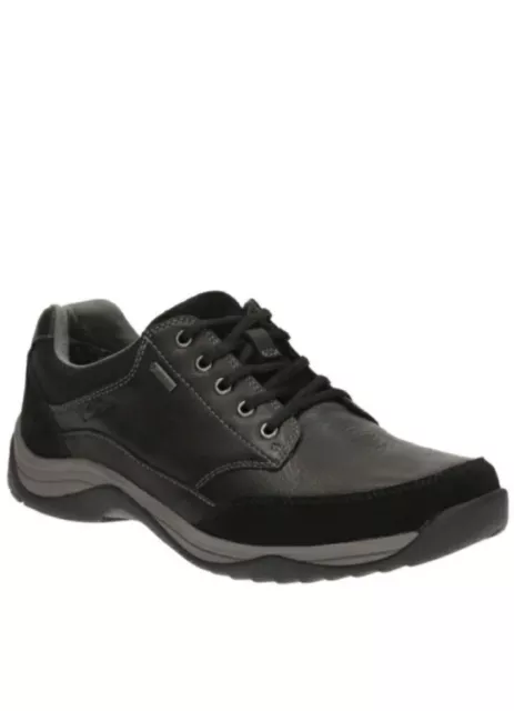 CLARKS MENS CASUAL Plus Shoes BAYSTONE GO GTX Black Leather UK 7 G