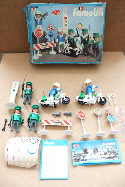 PLAYMOBIL VINTAGE MOTO sacoche de selle blanche police 3232 3401 3488