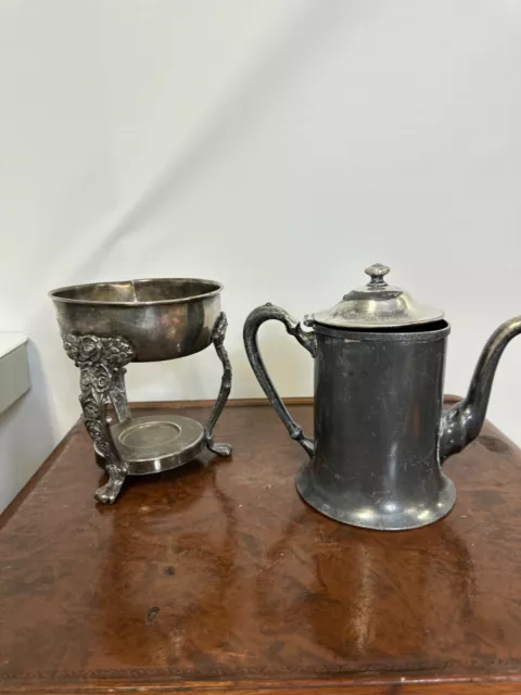 Vintage (2) Silver Plated Tea Pot and Serving Dish