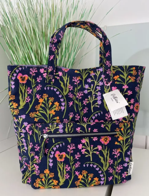 CATH KIDSTON BNWT purple Paper Pansies reversible shoulder crossbody hand bag