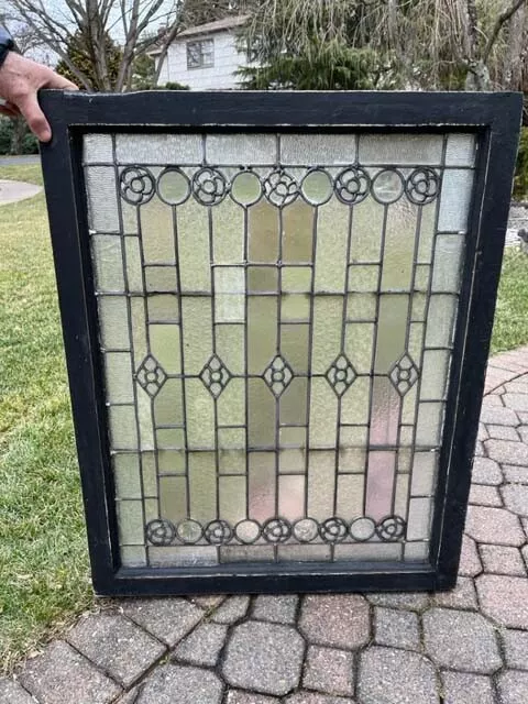 Antique LEADED STAINED WINDOW - PRIVACY TEXTURED GLASS  (C)