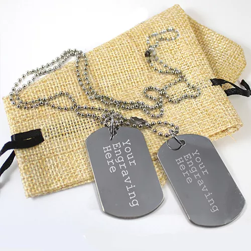 U.S. DOG TAGS PAIR SET PERSONALISED MILITARY ARMY STAINLESS STEEL -  THEDOGTAGCO