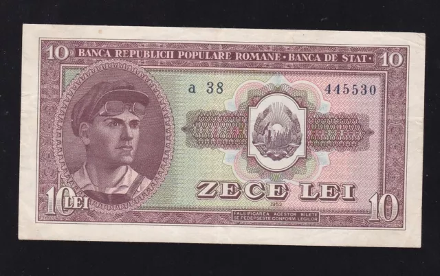 Romania ---  10  Lei  1952 ---- Vf+ ---- Very Nice ----