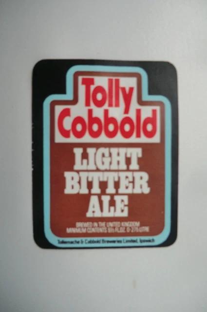 Mint Tolly Cobbold Ipswich Light Bitter Ale Brewery Beer Bottle Label