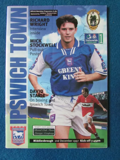 Ipswich Town v Middlesbrough MULTI HAND SIGNED Programme 2/12/97 Signed by 8