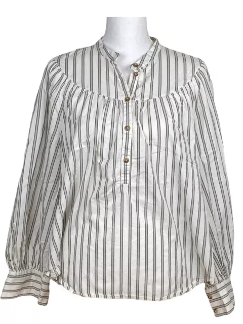 Old Navy Women Top Peasant Puff-Sleeve striped Blouse Boho Size L