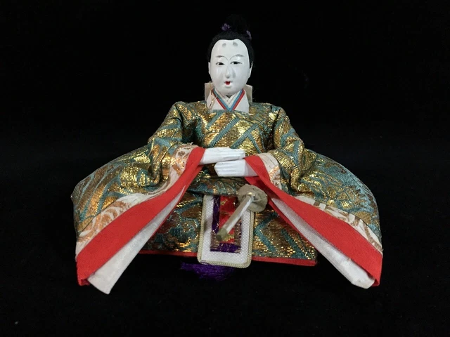 J0876 Japanese Vintage HINA Doll Statue Kimono Man Boy OKIMONO Interior