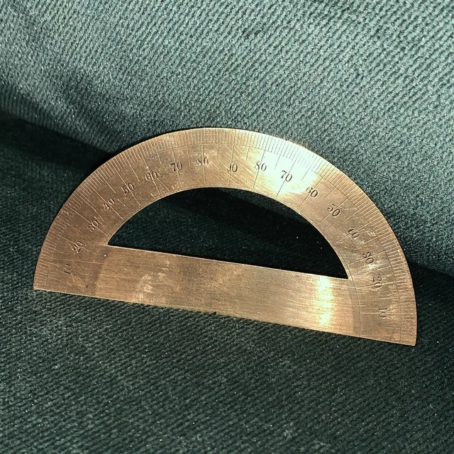 Antique Unusual 3.5" brass protractor School/Draughtsman/Engineering tool 2