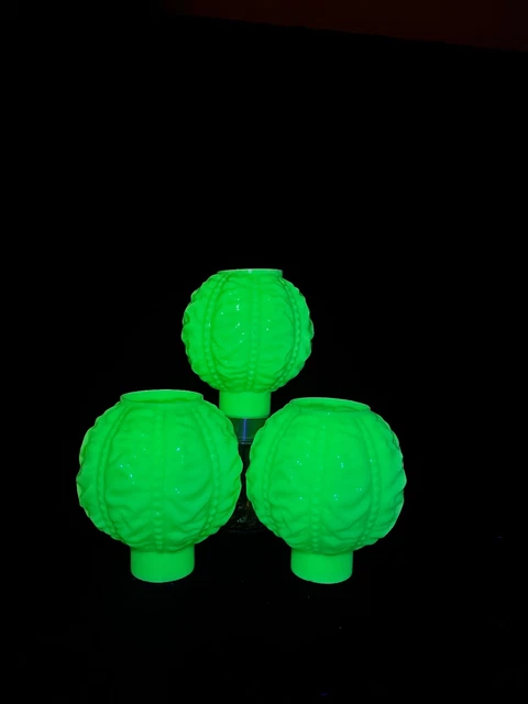 3  ANTIQUE URANIUM 2"FITTER  GLASS GASOLIER bead & satin drape BALL SHADES
