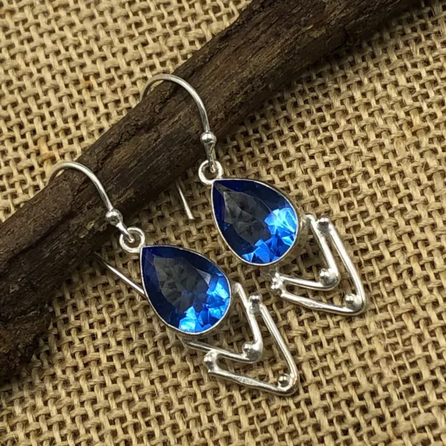 Natural Tanzanite Gemstone 925 Sterling Silver Drop/Dangle Earrings For Women