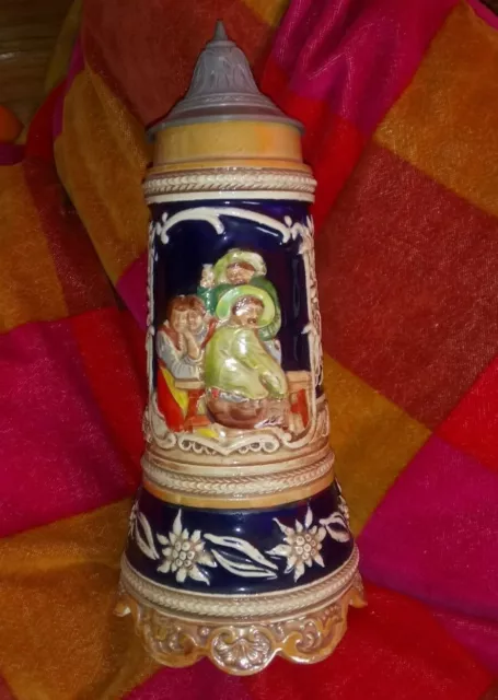 Vintage German 25ml musical wine stein wi Reuge Swiss wind up movement