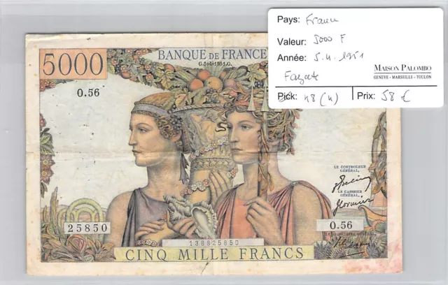 Billet France - 5 000 Francs   5.4.1951