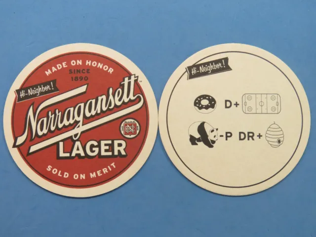 Beer Bar Coaster ~ NARRAGANSETT Brewery Lager ~ Rhode Island ~ Donut ... Drive