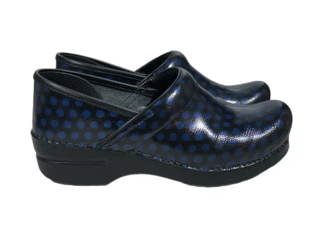 DANSKO CLOGS BLACK Patent Polka Dot Professional Shoes Nursing Women's ...
