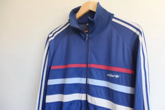 Vintage Adidas track jacket M Blue horizontal striped 80s 90s Trefoil Hungary