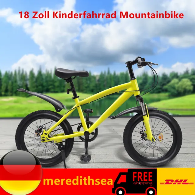 18 Zoll Kinderfahrrad Kinder Mountainbike MTB Fahrrad Jugendfahrrad Gelb Bicycle