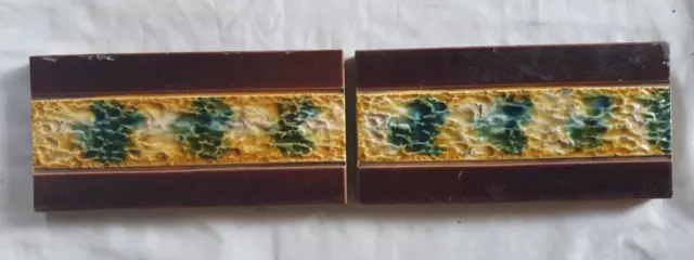 A Pair Of  Antique (6 X 3) Inch Border Tiles, Circa 19Th Century