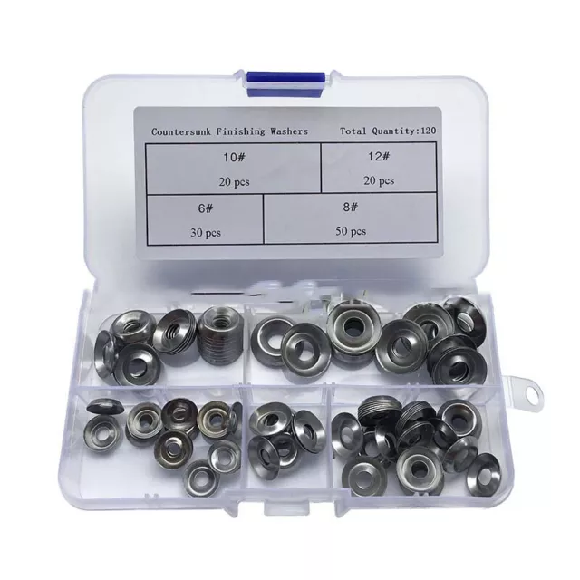120X Screw Cup Washer Stainless Steel Countersunk Finishing Washers No.6,8,10,12