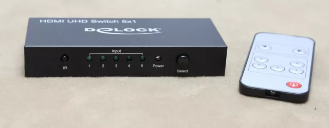 DeLock 18685 UHD 4K HDMI-Switch 5 Eingänge / 1 Ausgang schwarz