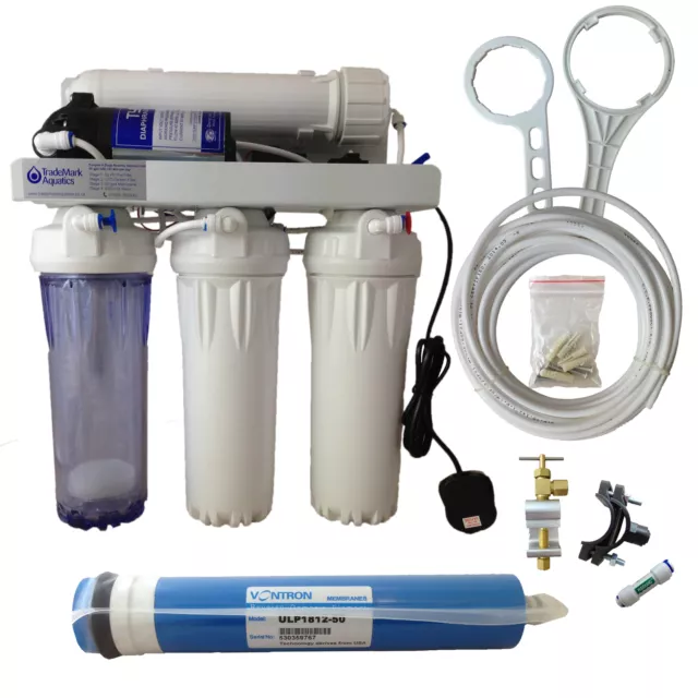 Reverse Osmosis 50 Gpd 4 Stage + Booster Pump Water Purifier Fish Tank Ro-50Mp