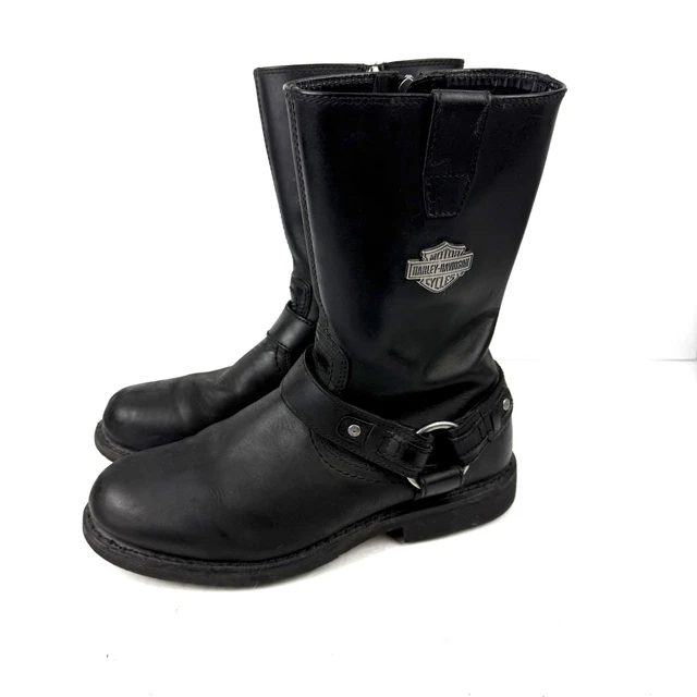 harley-davidson-josh-boots-mens-9-black-leather-harness-motorcycle