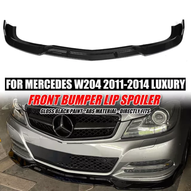 Spoiler Lèvre Lame Noir Brillant Jupe Pare-Choc Avant Pour Mercedes Benz W204