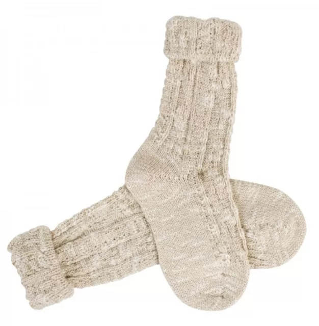 Trachtensocken Socken  Umschlagsocke mit Zopf für Kinder in natur
