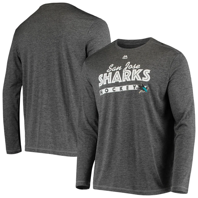 Men's Majestic Heathered Charcoal San Jose Sharks Crash Net Cool Base Long