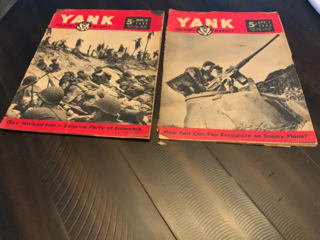 1944 YANK Army Weekly Magazine Set of 2~March 31/Apr.7 -Vint. WWII  Illustrated