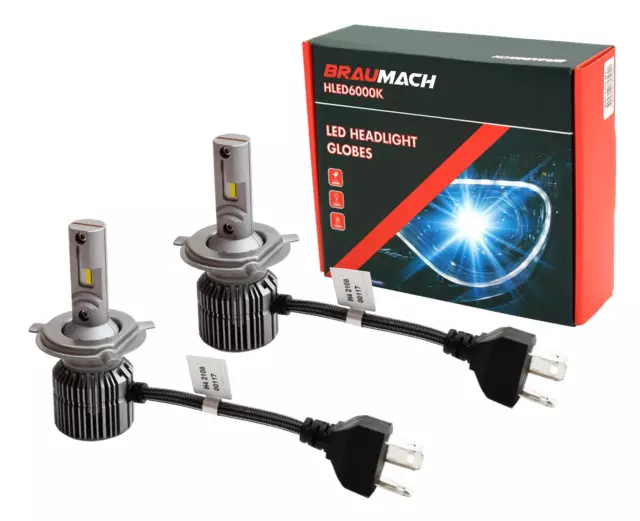 BRAUMACH 6000K LED Headlight Bulbs Globes H4 For Holden Commodore i V8 Wagon 200
