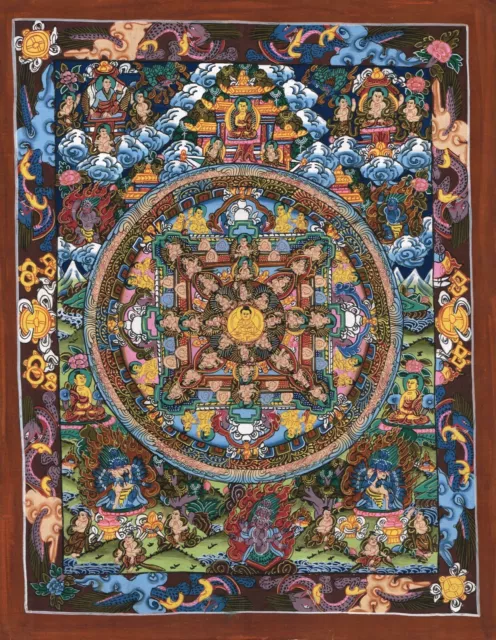 Nepalí Thangka Pintura Lord Buddha Arte Sobre Tela Buda Religioso Para Pared