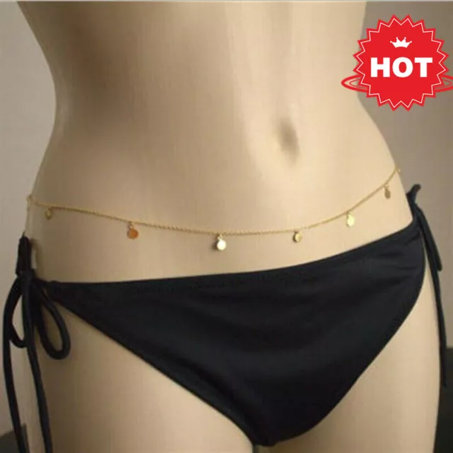 Sexy Women Gold Bead Bikini Waist Belly Chain Link Necklace Chains Body Alloy